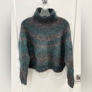 Vintage Paul et Duffier Wool Mohair Knit Cropped Turtleneck Sweater Size Small